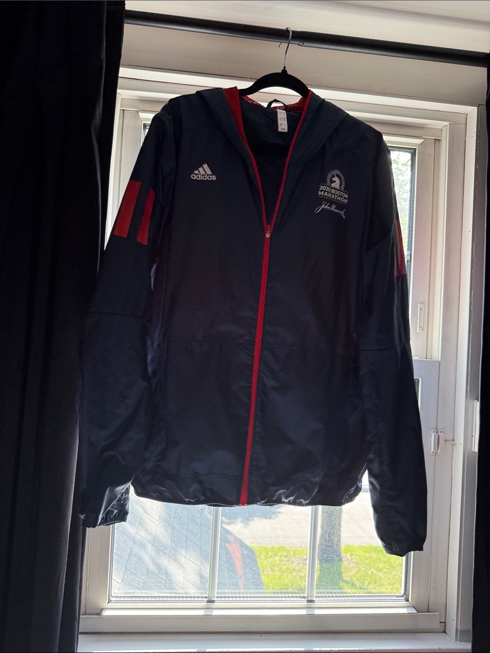 adidas Navy and Red Hooded Windbreaker Jacket